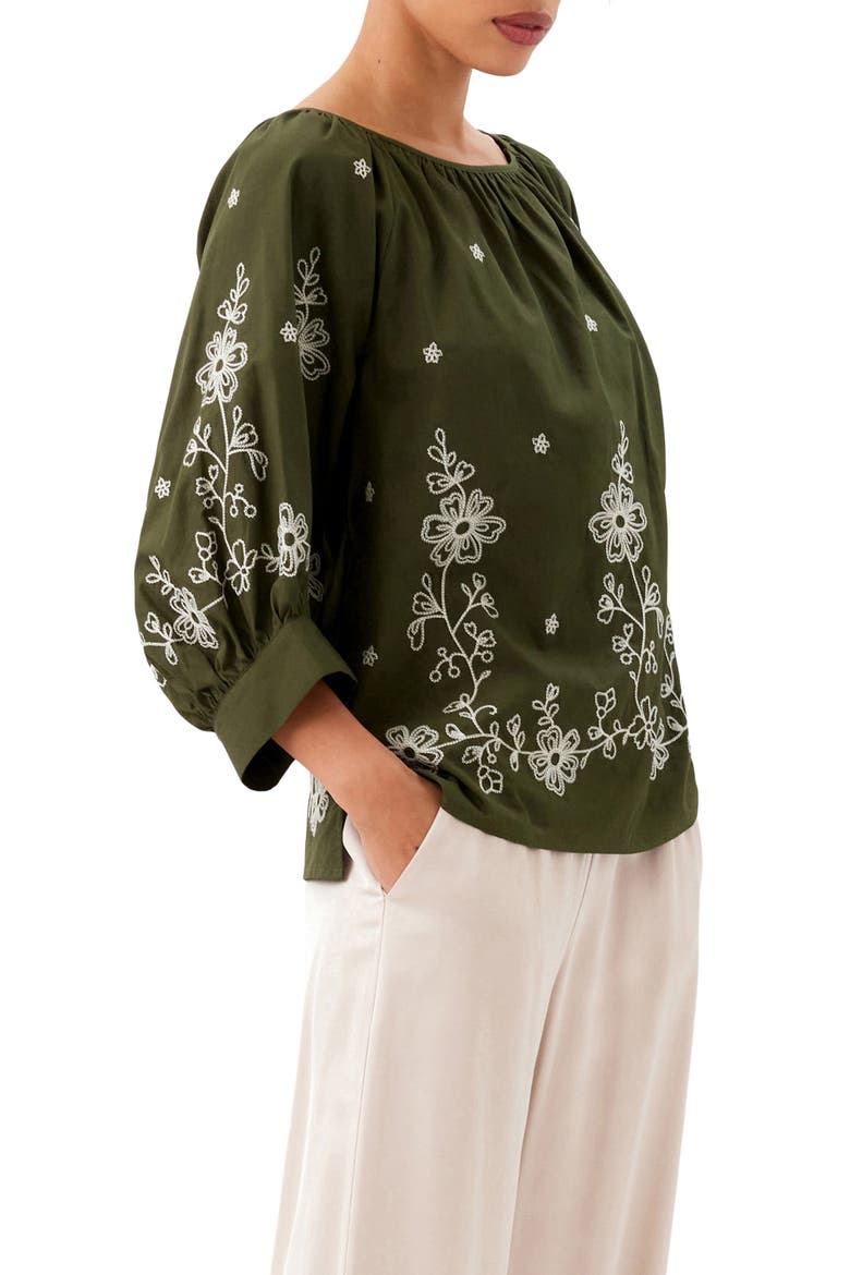 Eyelet Embroidered Top, Alternate, color, OLIVE