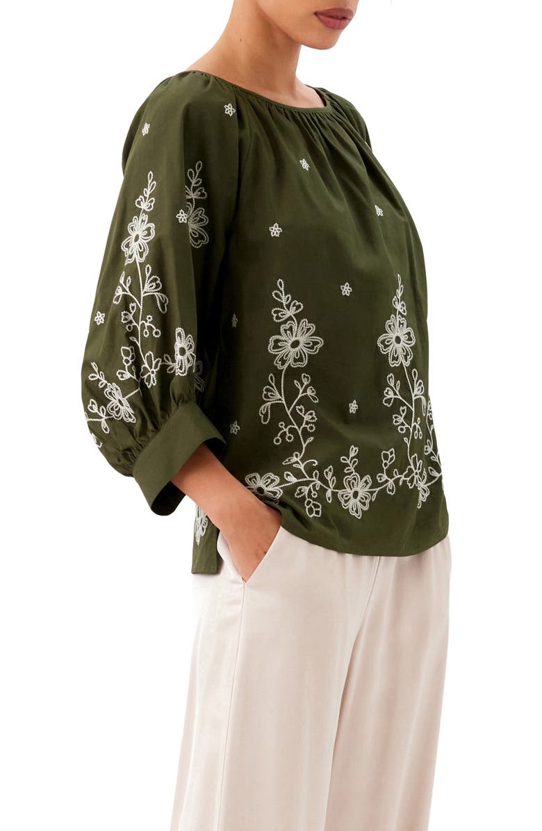 Karen Kane Eyelet Embroidered Top, Alternate, color, Olive