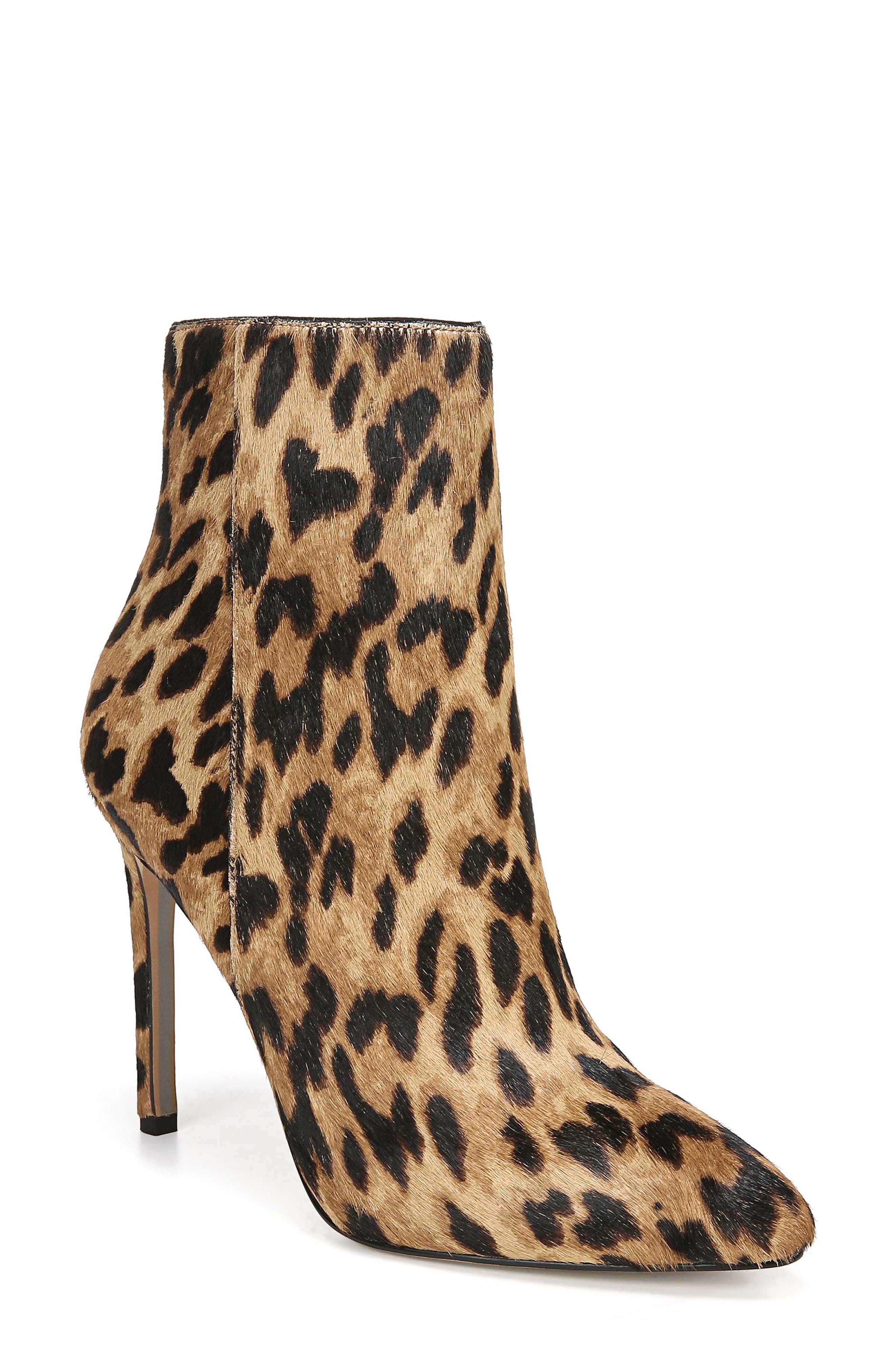 Wren Almond Toe Genuine Calf Hair Bootie, Main, color, BROWN LEOPARD CALF HAIR