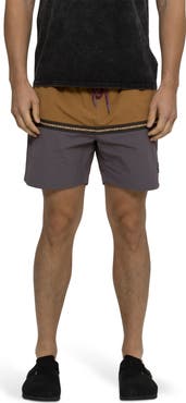 Maui & Sons Granite Colorblock Nylon Swim Trunks