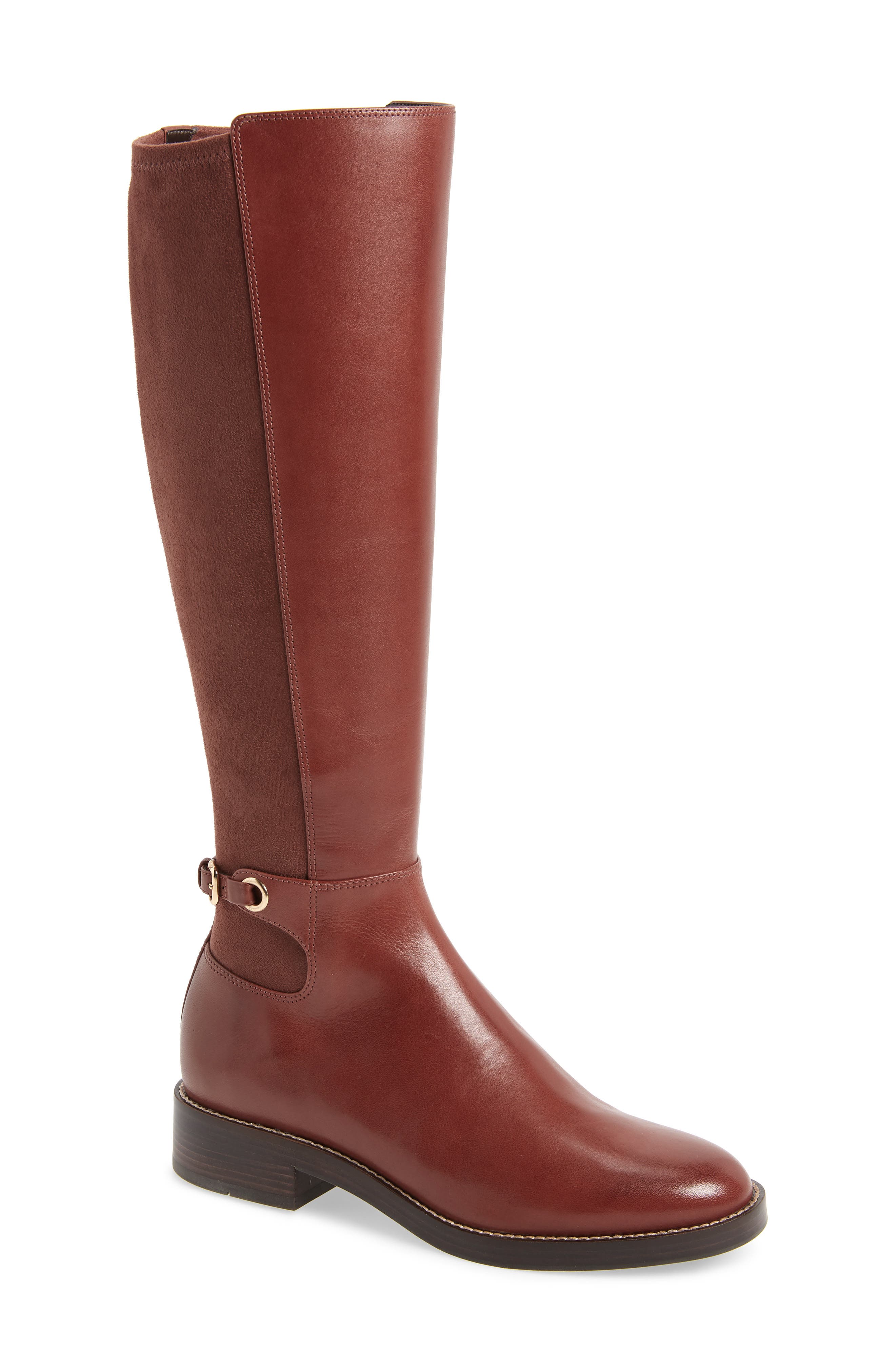 Parker Grand Stretch Knee High Boot, Main, color, CHERRY MAHOGANY LEATHER