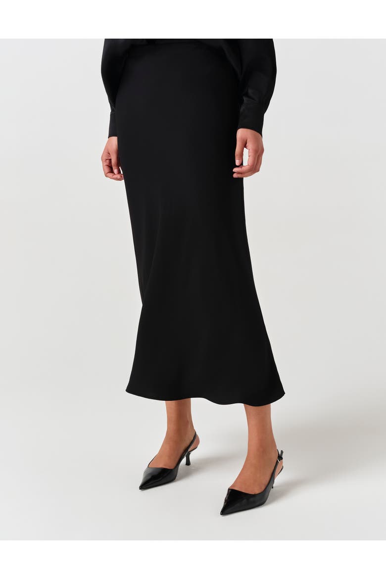 Lyra Crepe Midi Skirt, Alternate, color, Black
