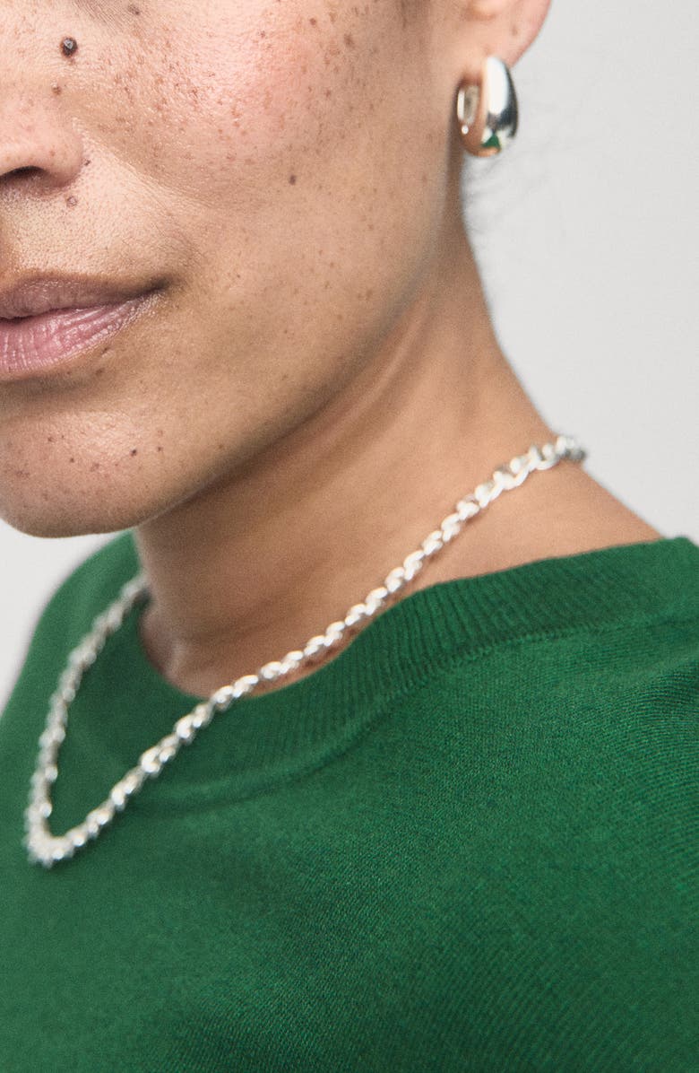 MANGO Fine Knit Crewneck Sweater, Alternate, color, Dark Green