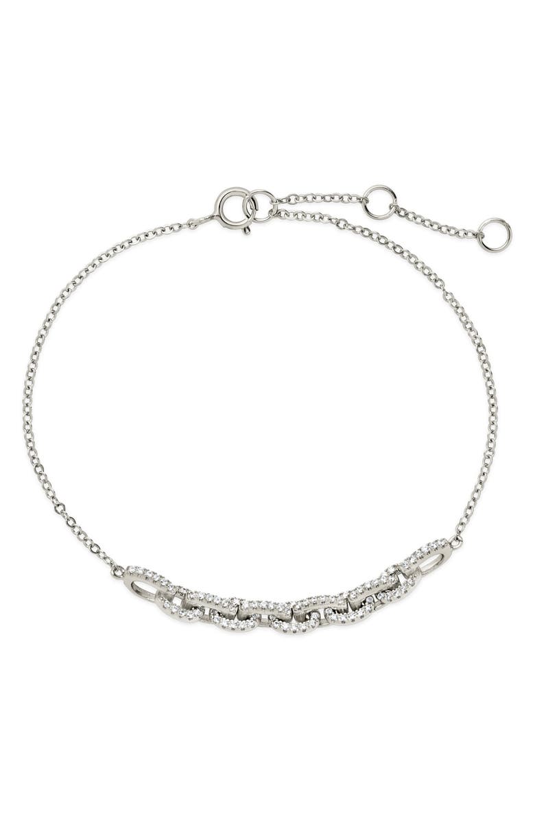 Sterling Forever Harper Pavé Cubic Zirconia Link Bracelet, Alternate, color, Silver