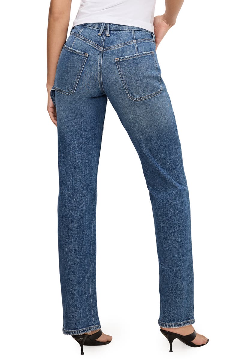 Good American Good Icon High Waist Straight Leg Carpenter Jeans, Alternate, color, 