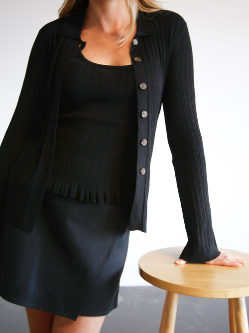 Able Hadley Knit Tank In Black