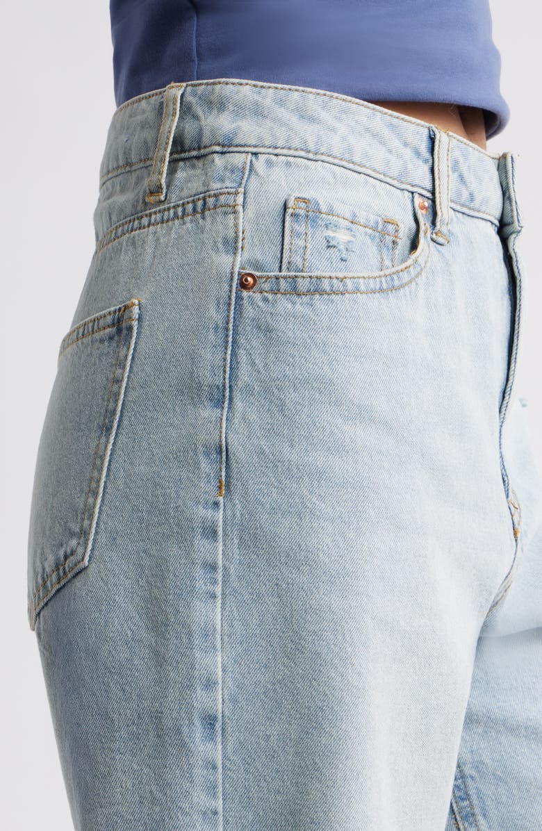 BP. Raw Hem High Waist Denim Jorts, Alternate, color, Light Wash