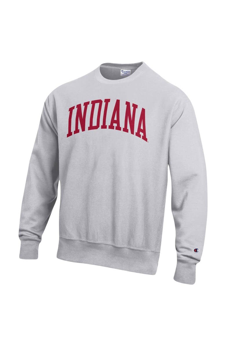 Champion Men's Champion Ash Indiana Hoosiers Big & Tall Reverse Weave Fleece Crewneck Pullover Sweatshirt, Alternate, color, 