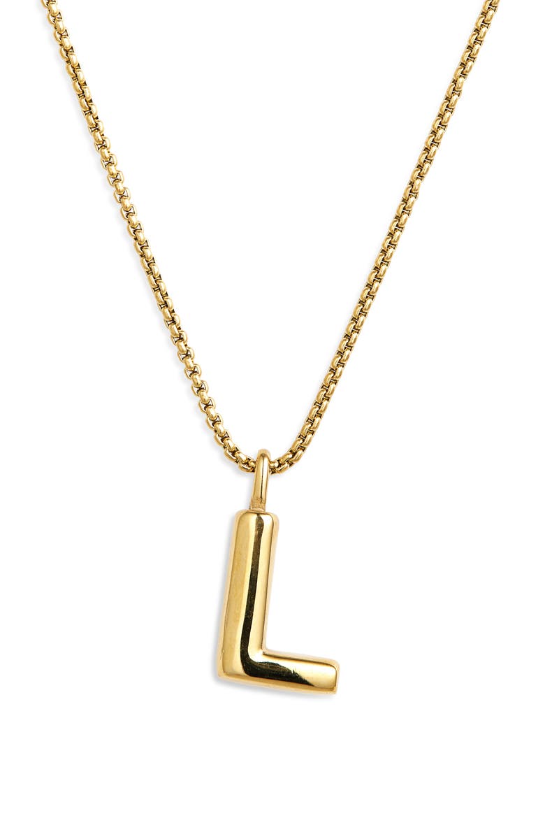 Waterproof Bubble Initial Pendant Necklace, Alternate, color, L- GOLD