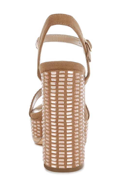 London Rag Starlet Rhinestone Platform Sandal In Tan