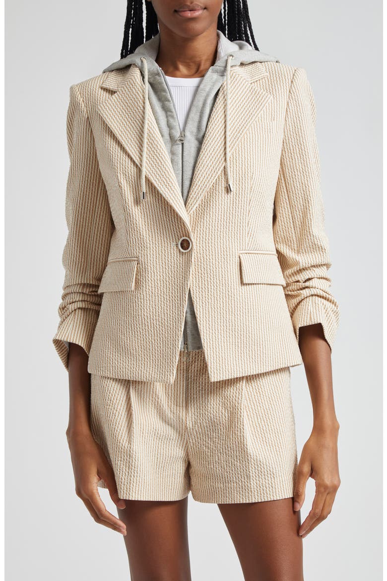 Aaliyah Seersucker Dickey Jacket, Alternate, color, KHAKI/ WHITE