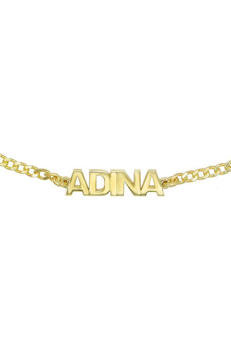 BY ADINA EDEN Adina's Jewels Mini Nameplate Personalized Bracelet, Main, color, 