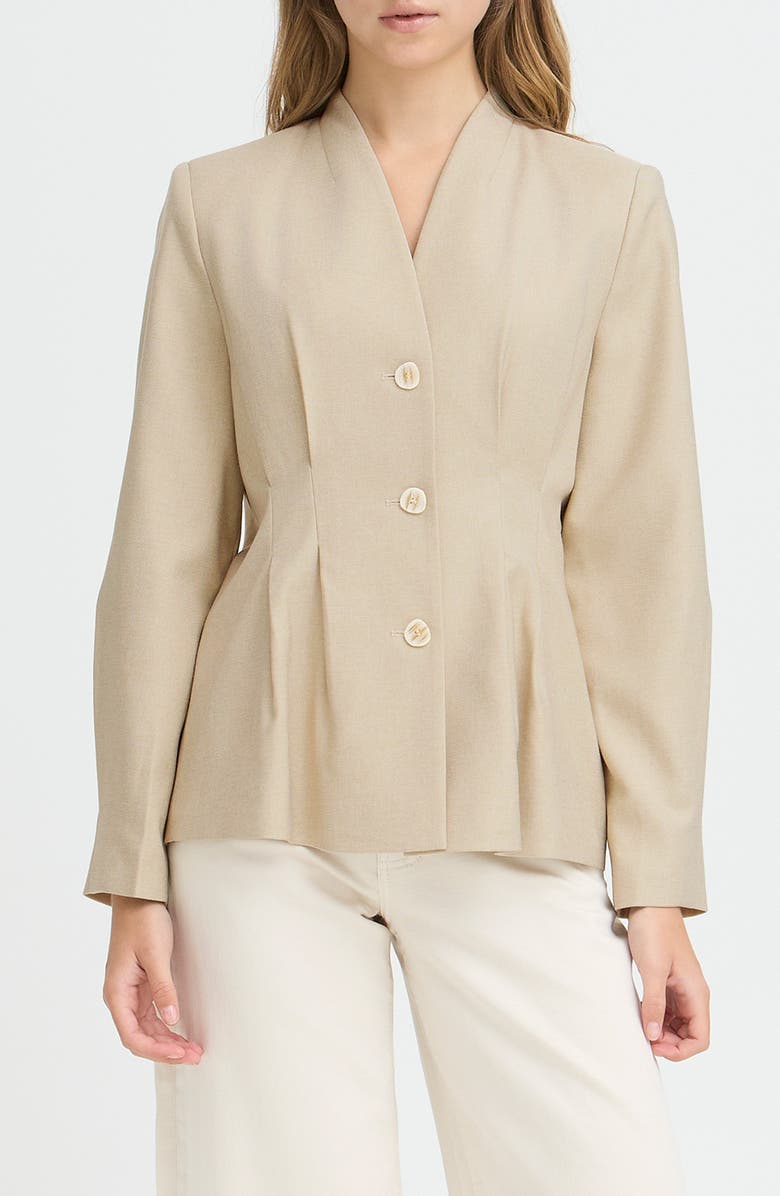 ICHI Ihgivana Button-Up Shirt, Main, color, Eucalyptus Melange