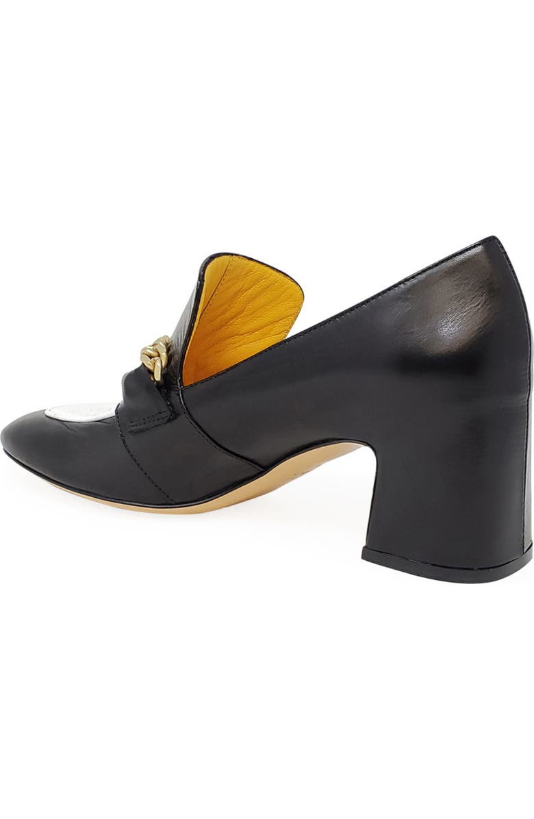 Madison Maison Mid Heel Loafer With Chain, Alternate, color, Black/White