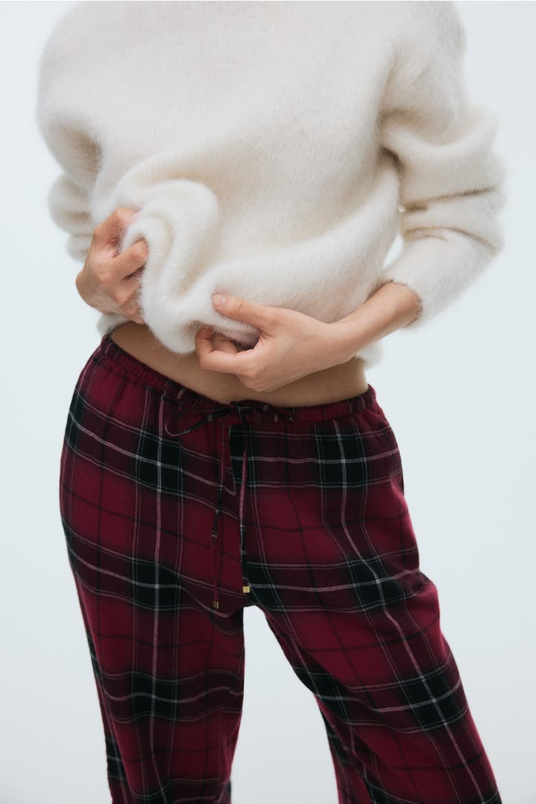 Drawstring Trousers, Alternate, color, Red/plaid