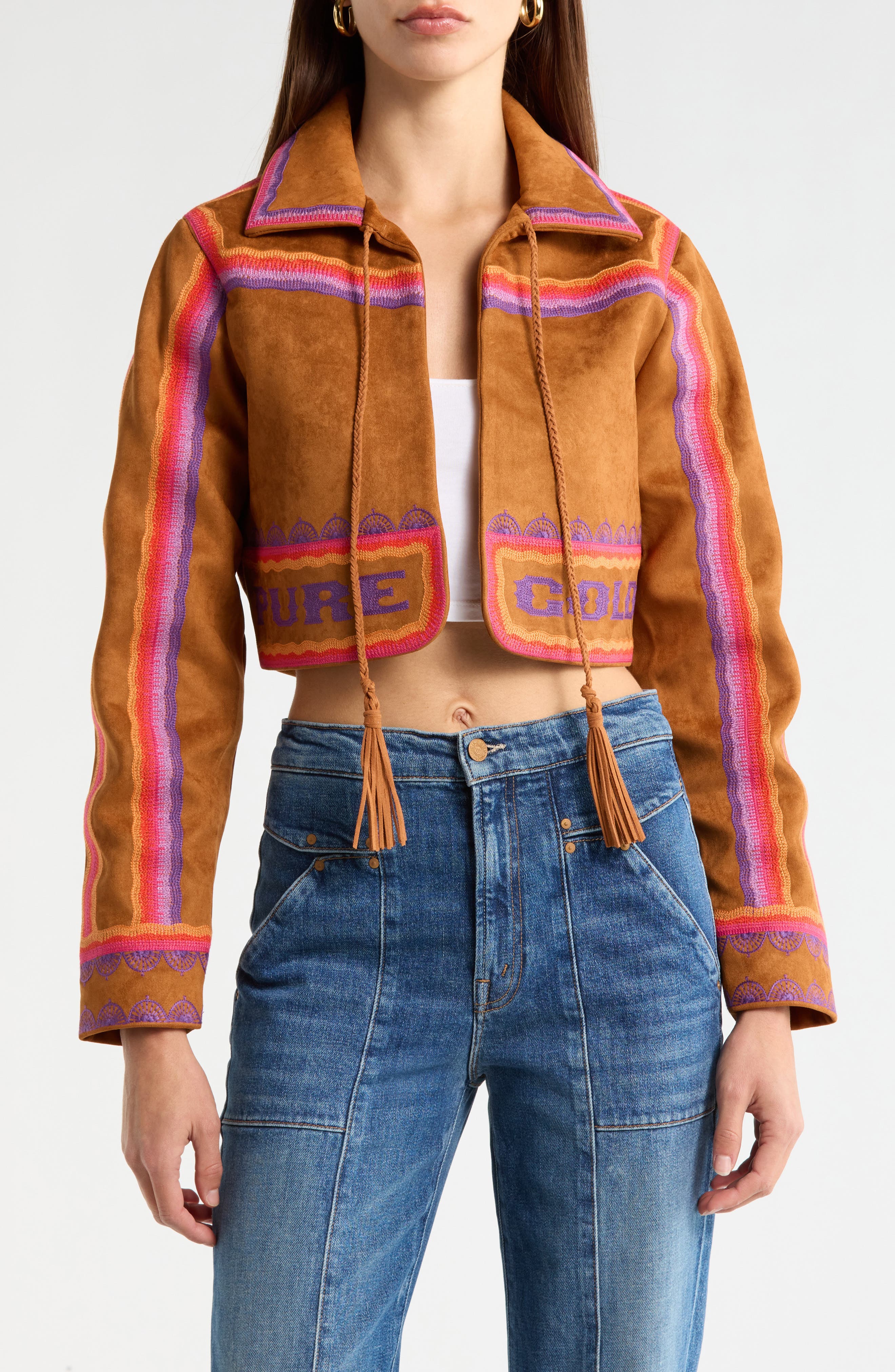 MOTHER The Shrugger Faux Suede Crop Jacket