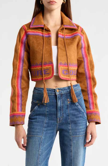 MOTHER The Shrugger Faux Suede Crop Jacket