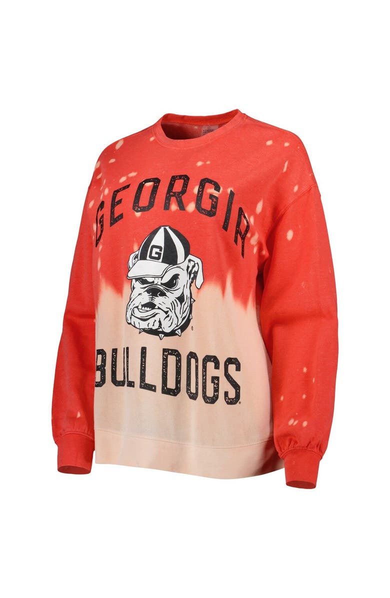 GAMEDAY COUTURE Women's Gameday Couture Red Georgia Bulldogs Twice As Nice Faded Dip-Dye Pullover Long Sleeve Top, Alternate, color, 