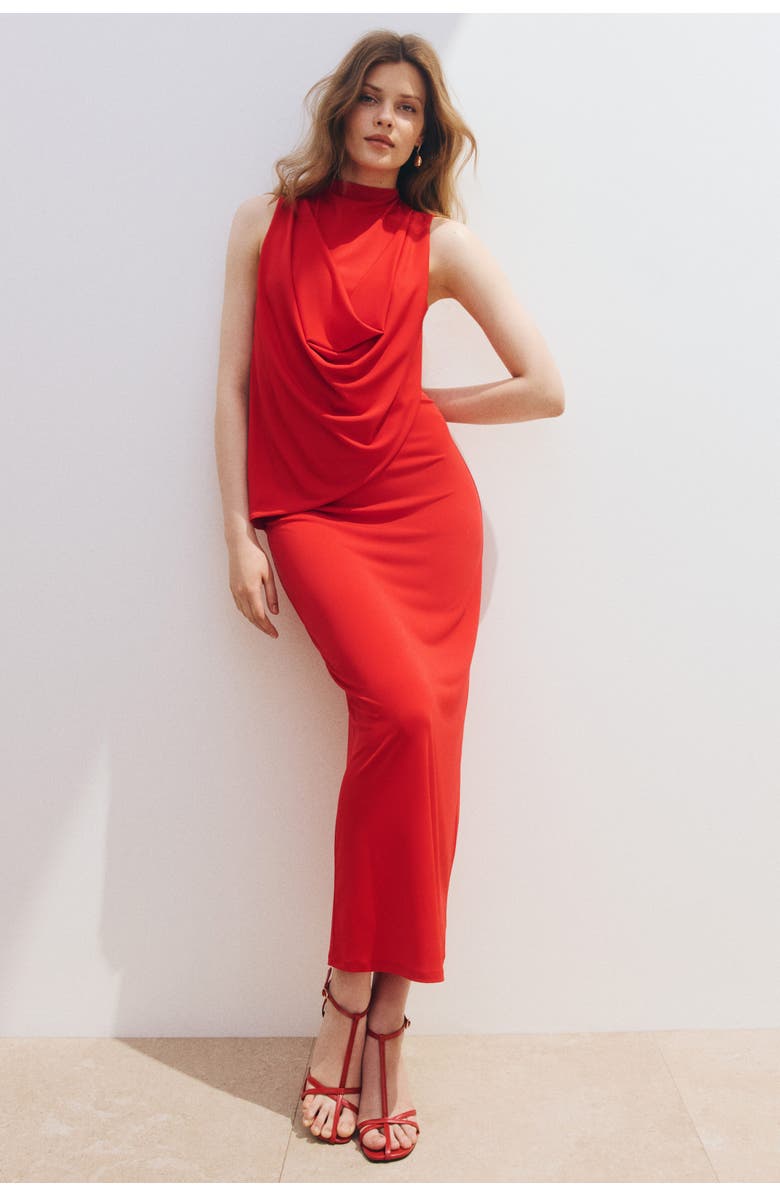 H&M Draped Maxi Dress, Alternate, color, Red