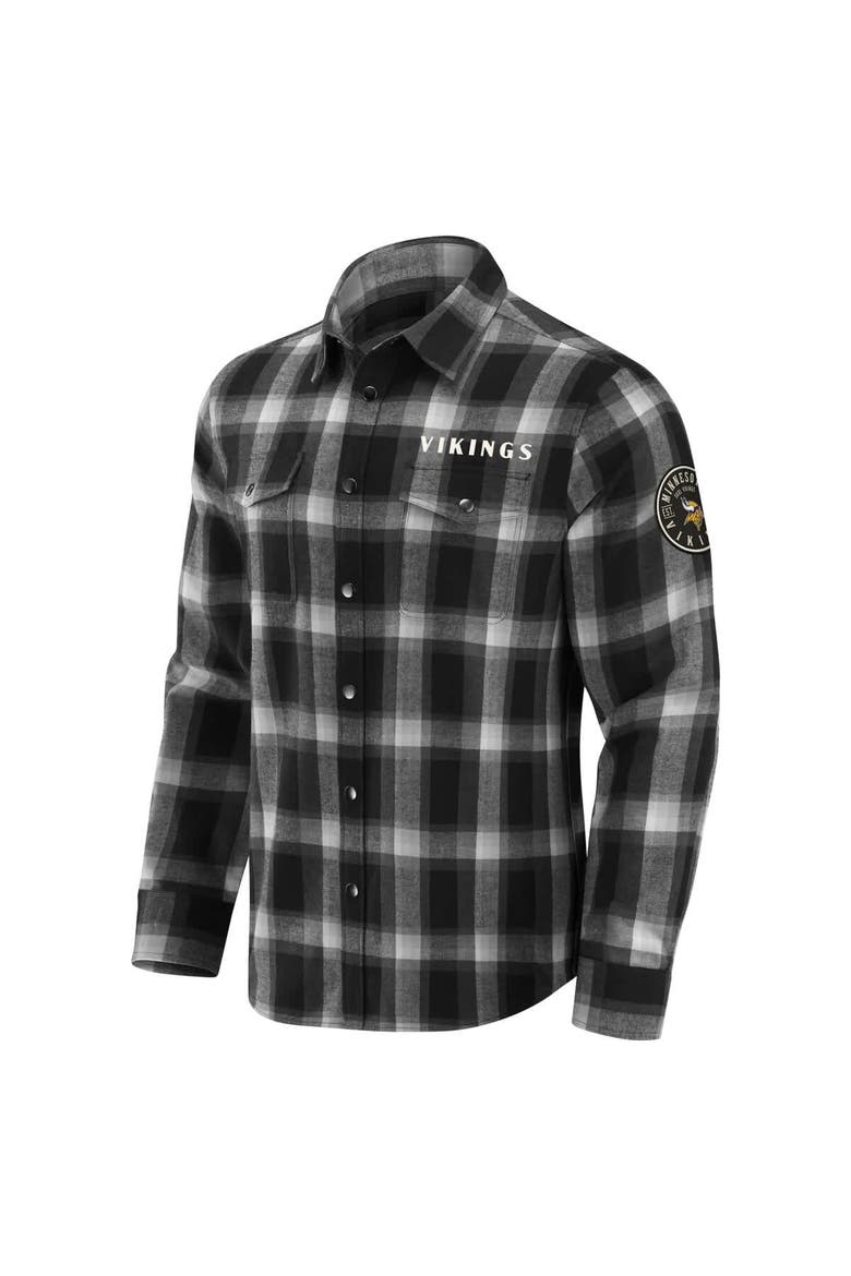 Men's Darius Rucker Collection by Fanatics Black Minnesota Vikings Flannel Plaid Full-Snap Shirt, Alternate, color, Black