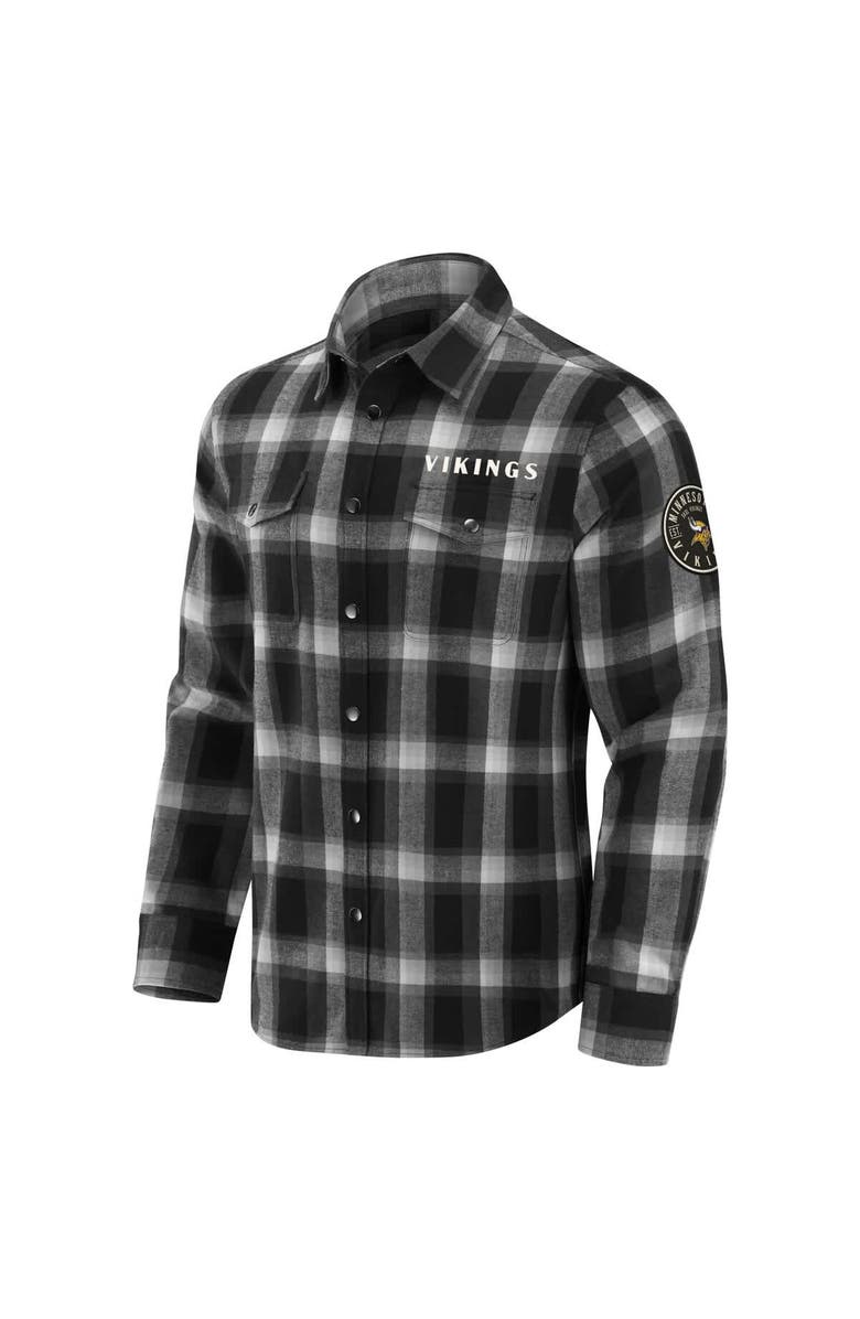 Darius Rucker Collection by Fanatics Men's Darius Rucker Collection by Fanatics Black Minnesota Vikings Flannel Plaid Full-Snap Shirt, Alternate, color, Black