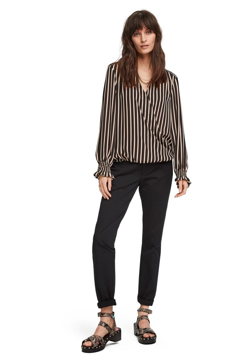 Scotch & Soda Wrap Front Long Sleeve Blouse, Alternate, color, 