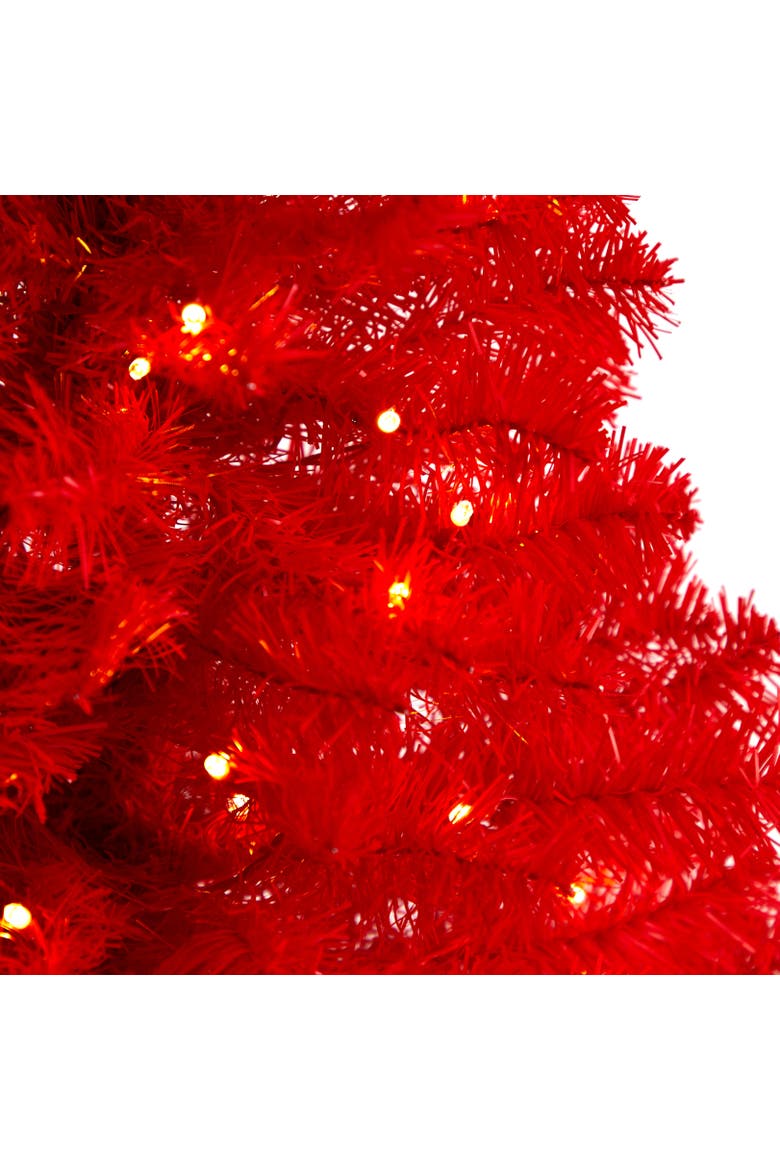 3-ft Red Artificial Christmas Tree with 50 LED Lights and 118 Bendable Branches, Alternate, color, Red