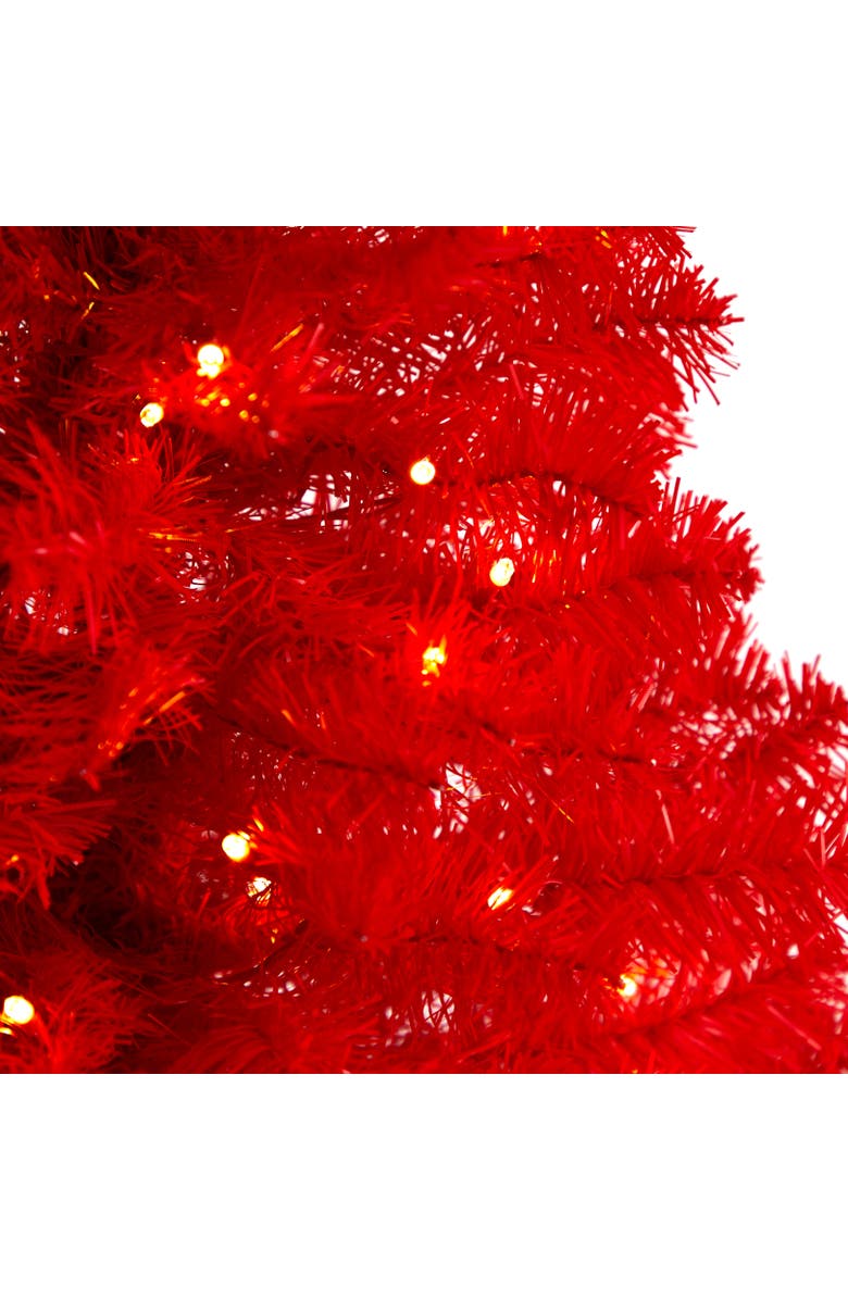 NEARLY NATURAL 3-ft Red Artificial Christmas Tree with 50 LED Lights and 118 Bendable Branches, Alternate, color, 