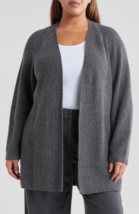 Long Open Front Cardigan (Plus)