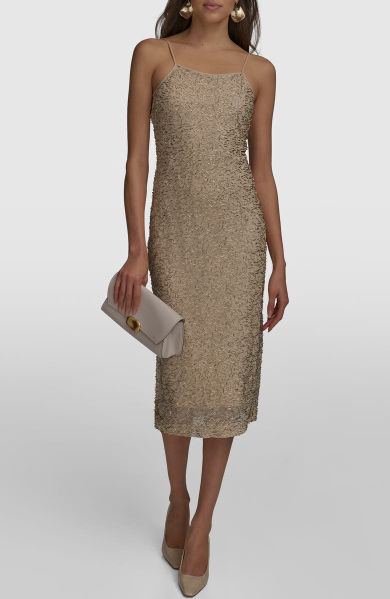 Donna Karan New York Bugle Beaded Slipdress, Alternate, color, 