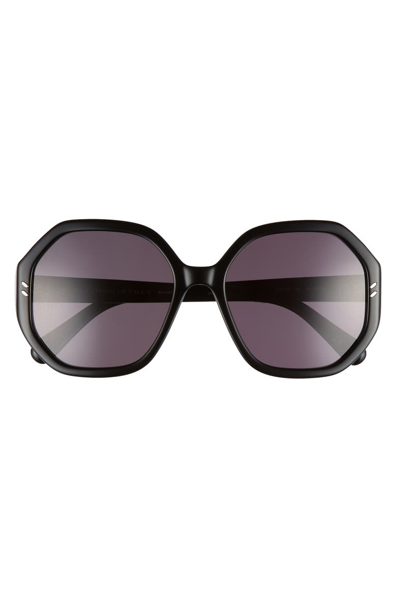 56mm Hexagonal Sunglasses, Alternate, color, BLACK