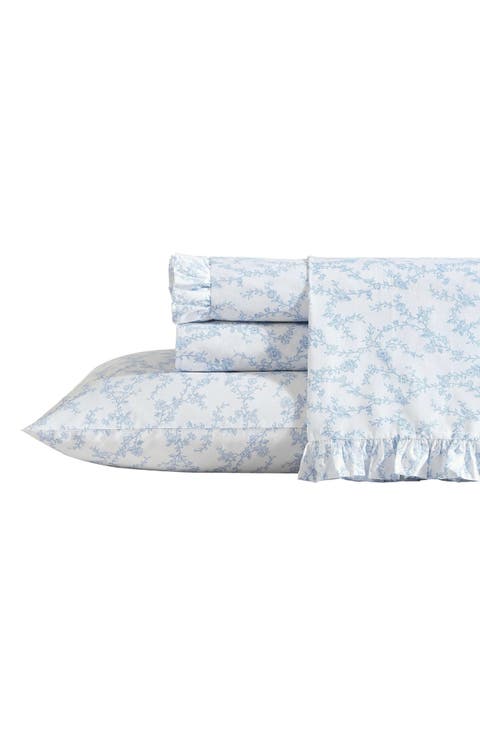 Victoria Set of 2 Floral Cotton Percale Pillowcases
