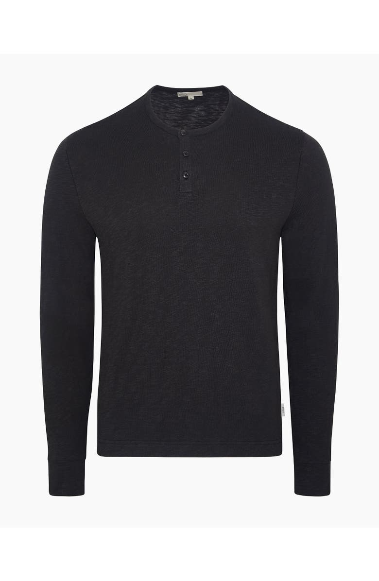 Onia Heavyweight Slub Henley Sweater, Alternate, color, Noir