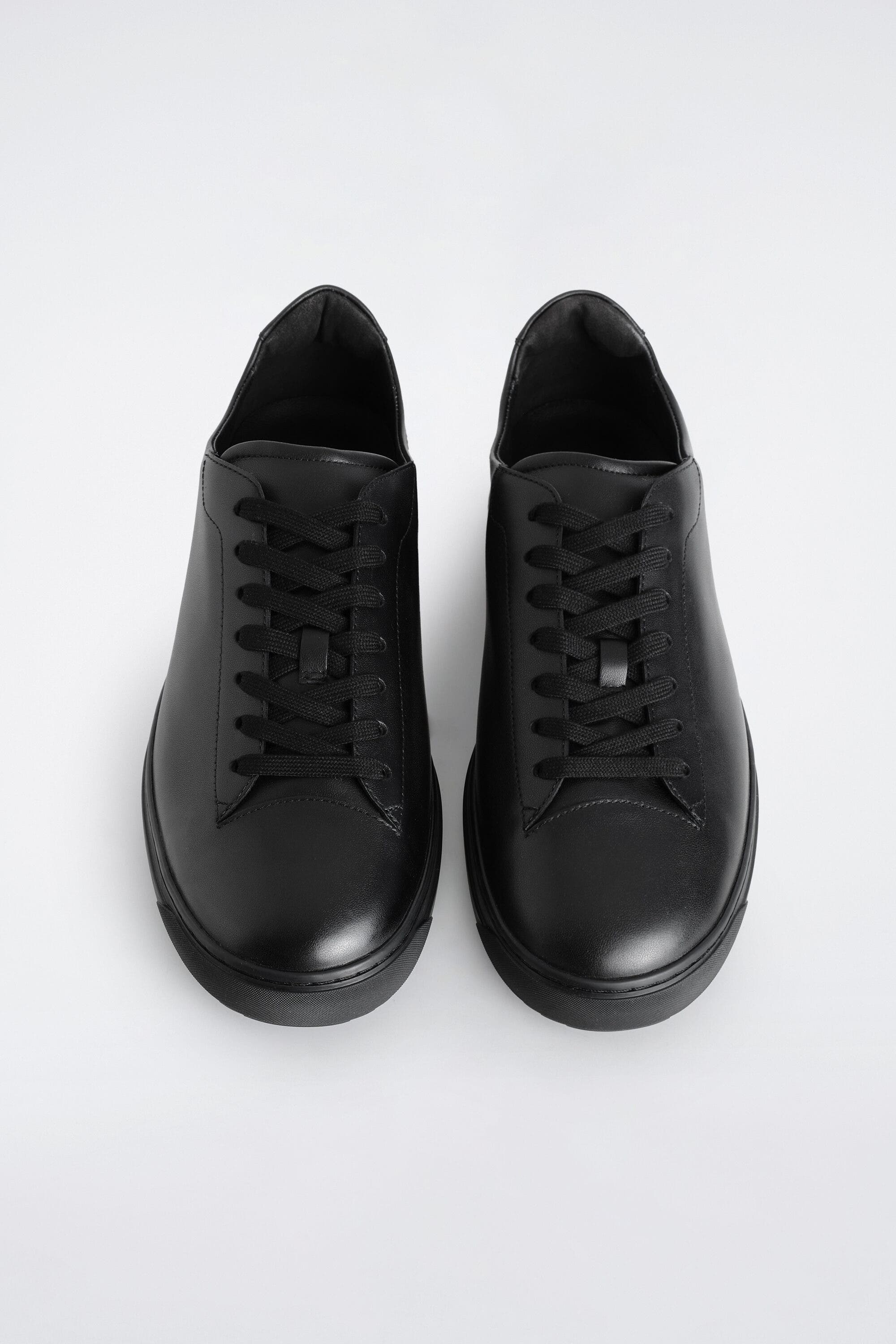 Leather Sneakers, Alternate, color, BLACK