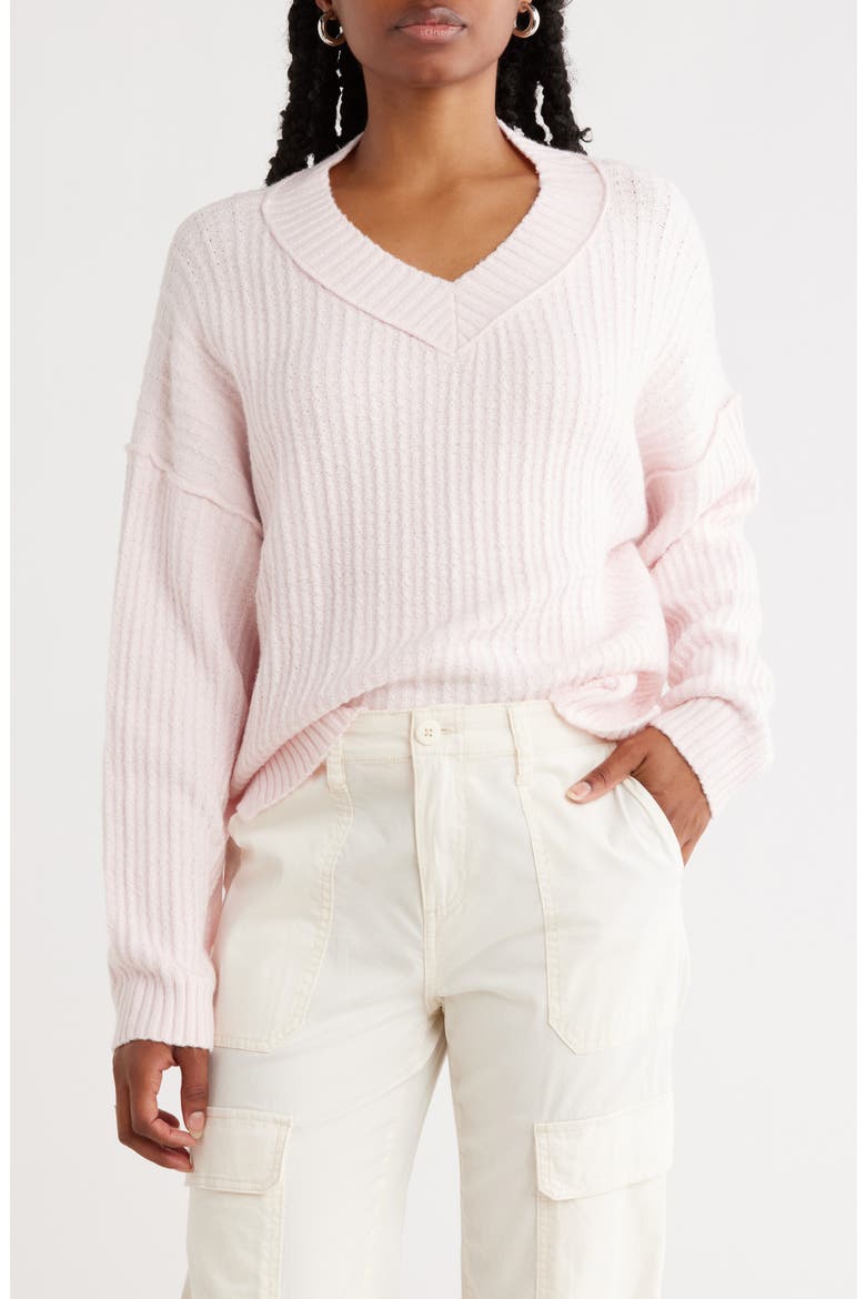 V-Neck Sweater, Main, color, PINK PRIMROSE