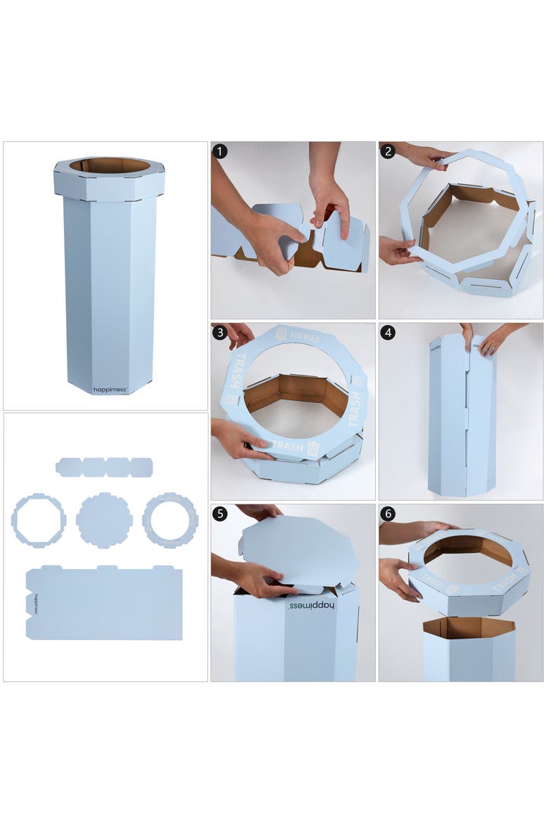 Fleur Traditional Classic Disposable Corrugated Cardboard Event Trash Can and Recycling Bin, Alternate, color, Bridal Black