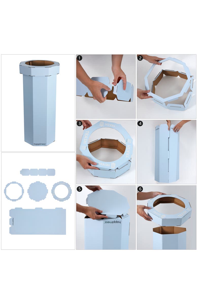 HAPPIMESS Fleur 25-Gallon Classic Disposable Corrugated Cardboard Event Trash Can and Recycling Bin, Alternate, color, Bridal Black