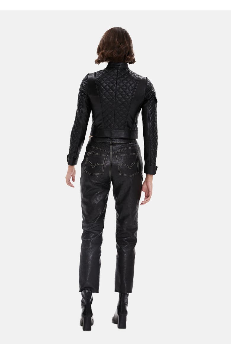 Furniq UK Ann Leather Jacket, Alternate, color, Black