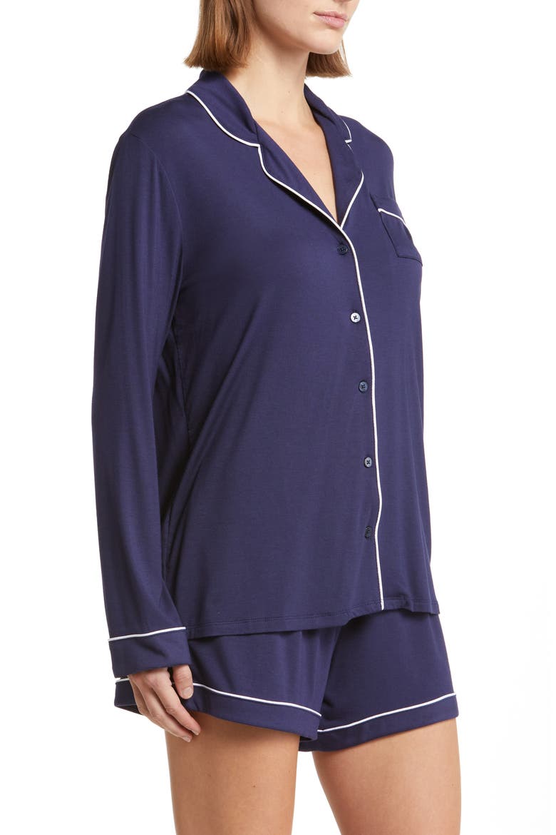 Moonlight Eco Long Sleeve Short Pajamas, Alternate, color, NAVY PEACOAT