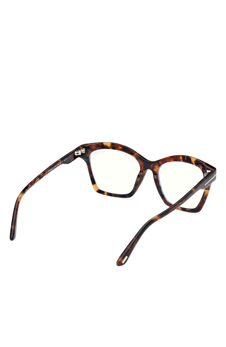 TOM FORD 53mm Square Blue Light Blocking Optical Glasses, Alternate, color, Vintage Havana Eco / T Logo