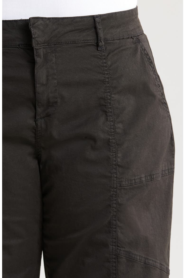Sahara Tapered Stretch Cotton Utility Pants, Alternate, color, BLACK