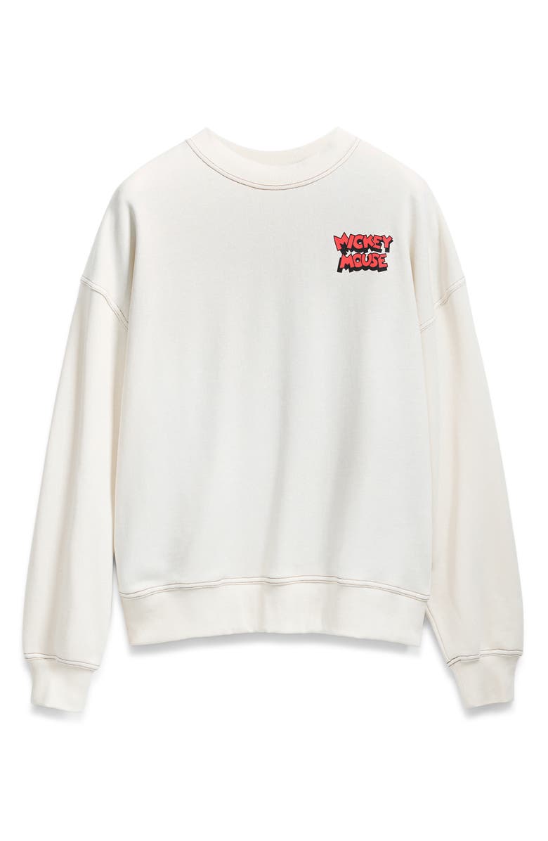 Desigual Mickey & Minnie Mixed Media Sweatshirt, Alternate, color, Light Beige