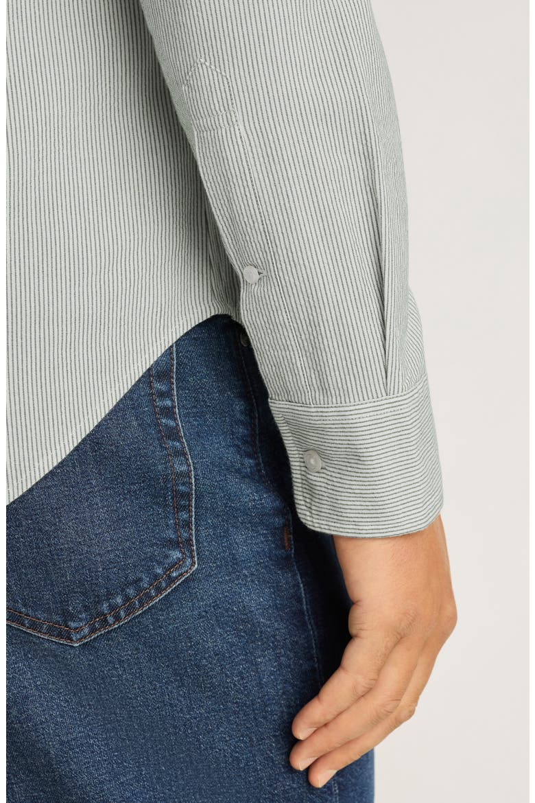 Everyday Slim Fit Striped Cotton Seersucker Shirt, Alternate, color, OLIVE STRIPE SEERSUCKER