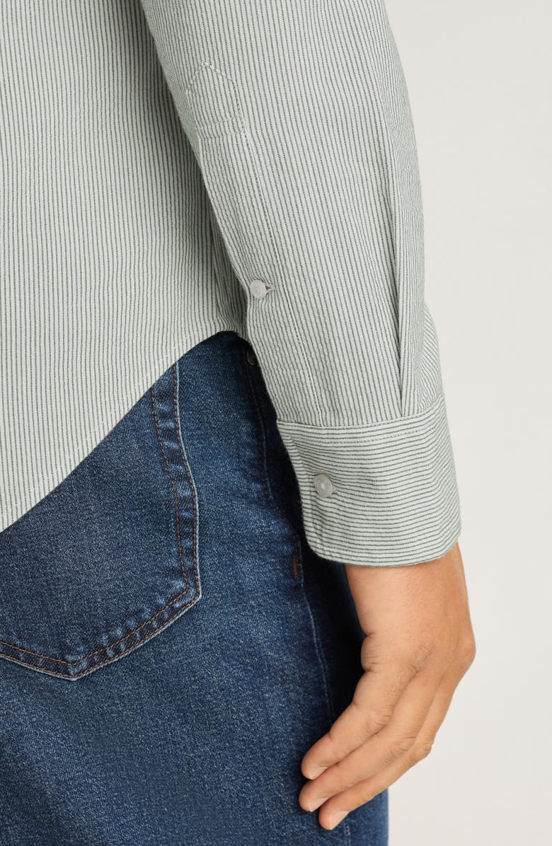 Bonobos Everyday Slim Fit Striped Cotton Seersucker Shirt, Alternate, color, Olive Stripe Seersucker