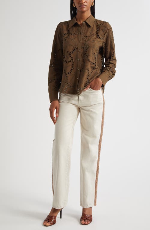 L'agence Ellery Eyelet Blouse In Brown