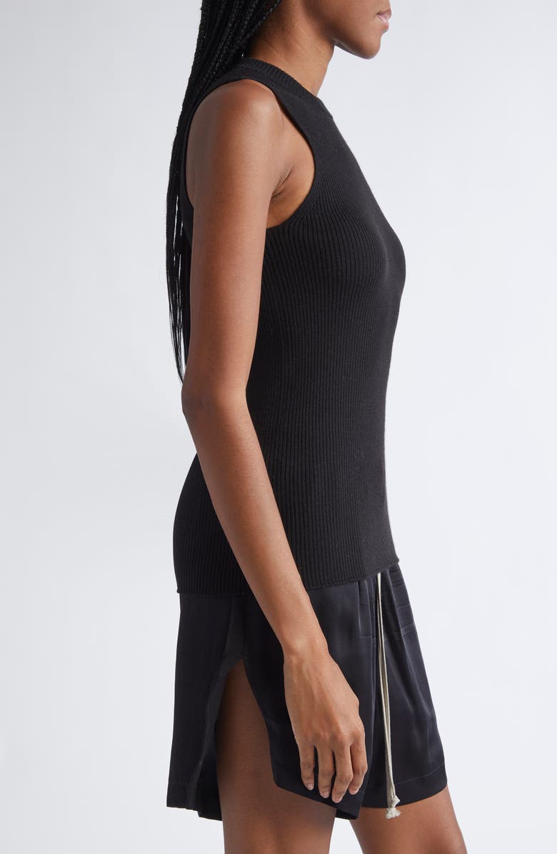 Rick Owens Maglia Wool Rib Tank, Alternate, color, Black