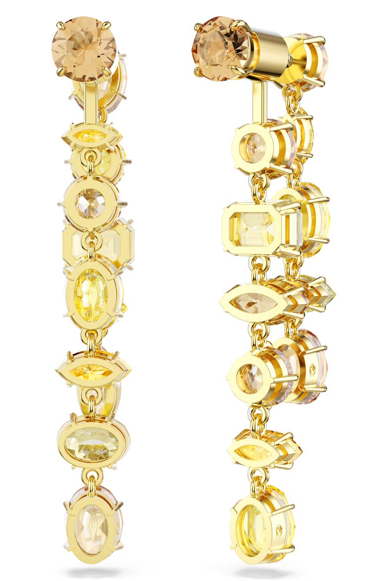 Gema Mixed Cut Crystal Front/Back Earrings, Alternate, color, GOLD