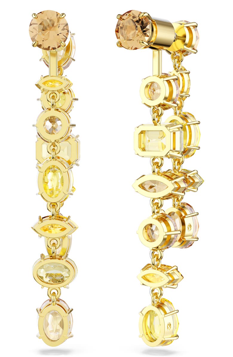 Swarovski Gema Mixed Cut Crystal Front/Back Earrings, Alternate, color, Gold