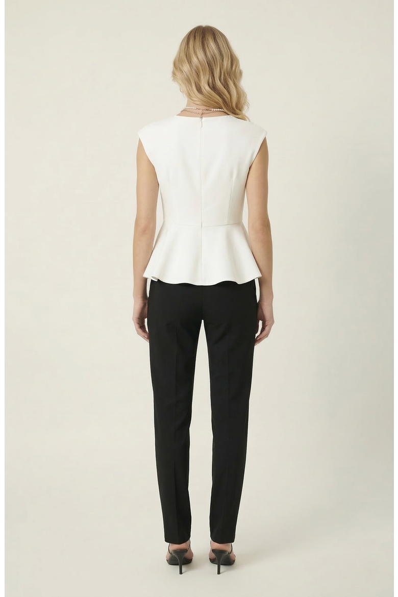 Structured Cap Sleeve Peplum Top, Alternate, color, White