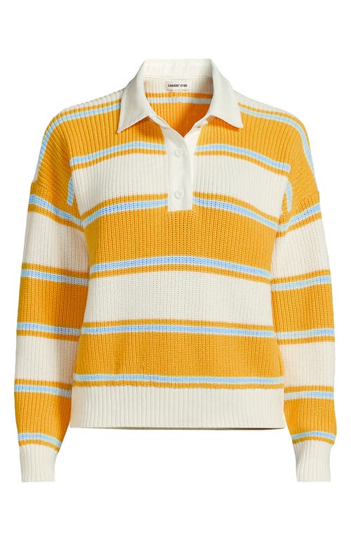 Lands' End Drifter Rugby With Woven Collar Sweater In Yellow